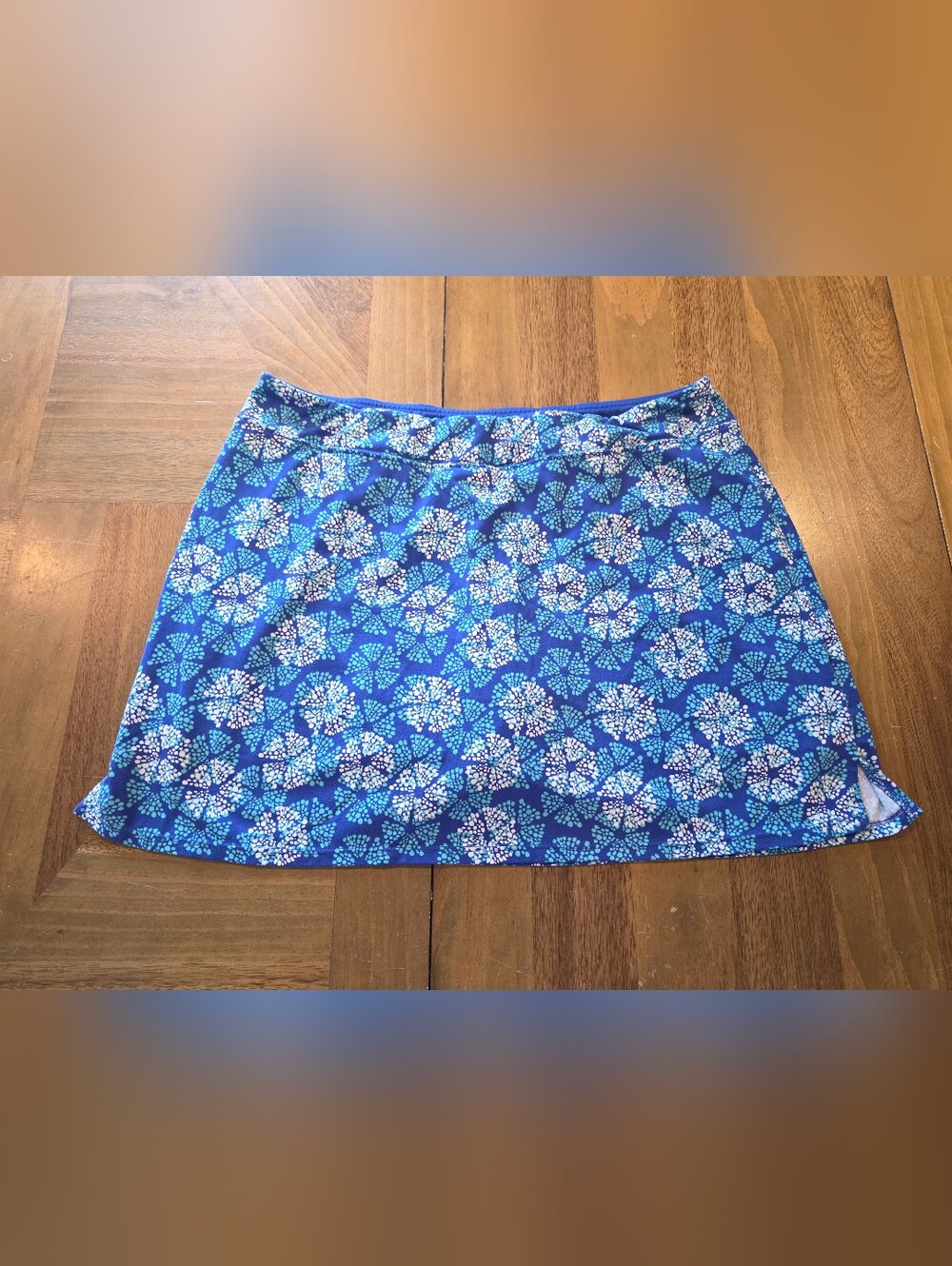 Tranquility By Colorado Clothing Skort Skirt Sz XL Blue / White Bloom Bursts
